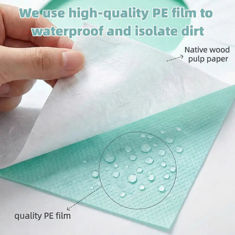Disposable Toilet Seat Covers, 16x24 Inches XL Individually Wrapped Wood Pulp with 100% Dry Paper Top, 10/20/30 Packs, Waterproof PE Helps Block Liquid, Sticky Lid Hold, Pouch for Airplane & Home Bathroom Supplies for Adults