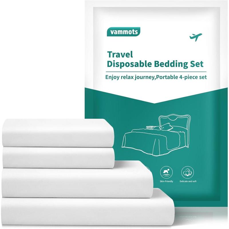 Disposable Bed Sheets for Hotel King Size Travel Bedding Set with Duvet Cover and 2 Pillowcases, Safe and Portable, 1 Bed Sheet 1 Quilt Cover 2 PillowcasesGift