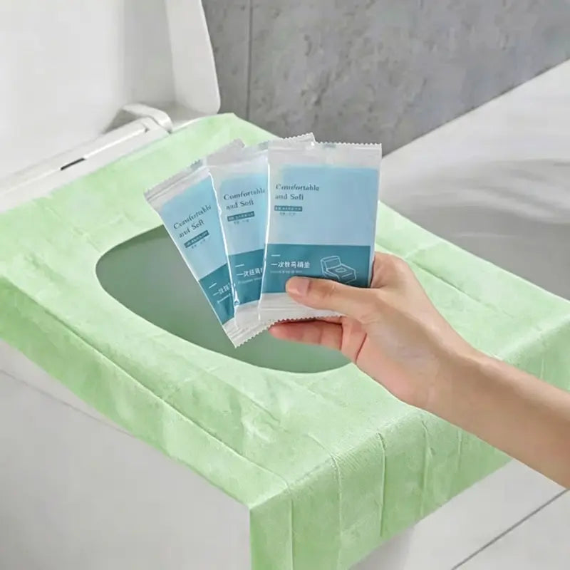 Disposable Waterproof Full-Cover Toilet Seat Covers - Toilet Seat Protectors, No Leakage Individually Wrapped Bathroom Accessory, for Travel & Maternity Use, All-Season Home Bathroom Supplies
