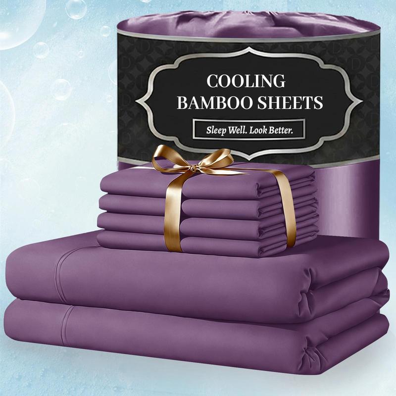 【FallPickDeals 】4/6pcs Extra Deep Pocket Sheets Bamboo Bed Sheet Set - kids & Pillowcase Set,Comfy Breathable Cooling Hotel Luxury Bedding for Women, Men and kids- Pockets, Ultra-Soft, Wrinkle Free,Twin/Full/Queen/King