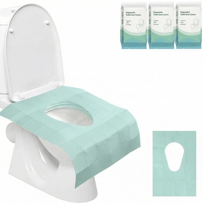 Premium Disposable Toilet Seat Covers, 16x24-in Toilet Accessories Cover, 50pcs Individually Wrapped Multi-Pack Box, Soft Wood Pulp with Waterproof Layer & Non-Slip, Full Coverage Rest Rooms Travel Essentials for Adults