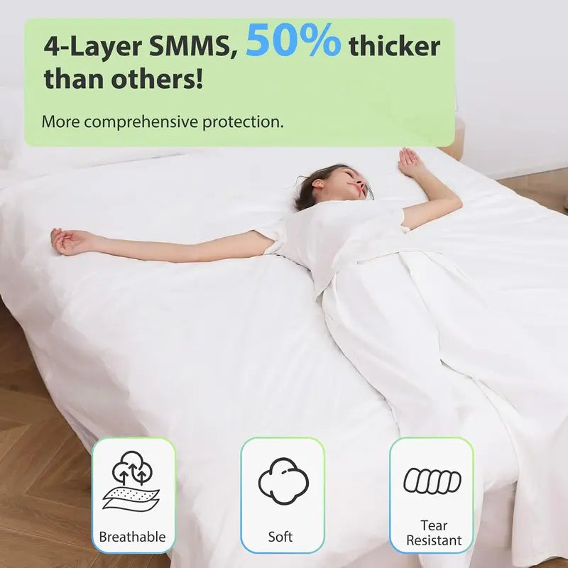 2 Pack King Size Disposable Fitted Bed Sheets with Quilt Cover & Pillowcase | Disposable Travel Bedding Set for Hotel, Hospital & Travel