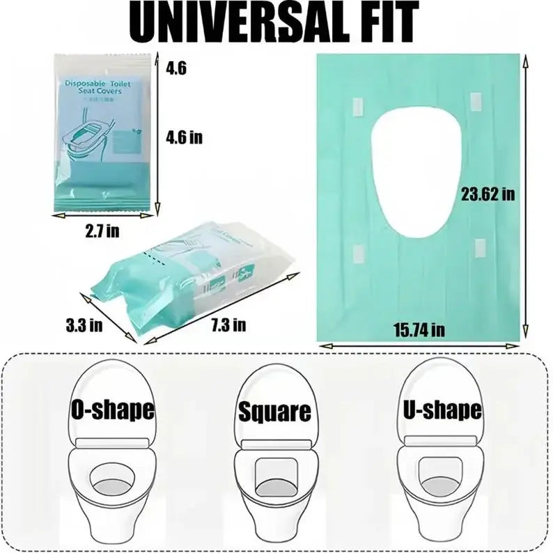 Disposable Toilet Seat Covers, 1 Pack (10PCS Individual Pouch), 16x24 in Waterproof Non-Slip Paper Covers for Adults & Kids, Travel Home Bathroom Supplies