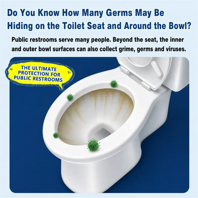 3D Toilet Seat Covers Disposable Sterilized - 360° Full Wraparound | Safe for Adults and Kids Potty Training & Effectively Blocks Germs, Waterproof & Durable & Thick, 28x18" Extra, Individually Wrapped for Travel, Public Restroom, Camping