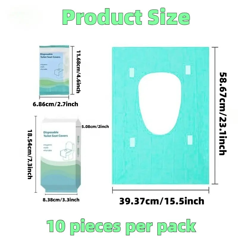 10 Packs Tear-Free Toilet Seat Covers Disposable for Adults and Kids, 16x24 Inch Waterproof Non-Slip Disposable Toilet Seat Cover for Travel, Public Toilet, Outdoors, Toilet Seat Protectors (Individual Package)