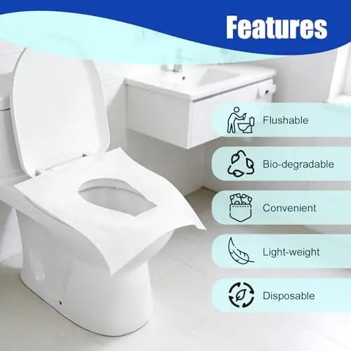Disposable Extra Large Flushable Paper Toilet Seat Covers, 70 Pcs, Home & Bathroom Supplies