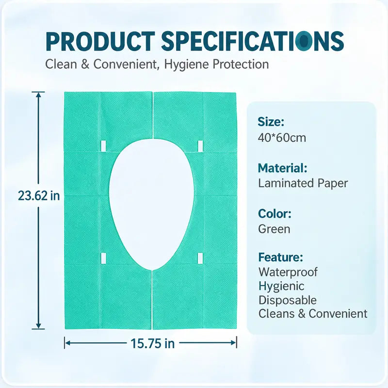Disposable Waterproof Toilet Seat Covers - 100 Pcs Individual Wrap XL Universal Fit Portable Bathroom Accessory, Toilet Cover Set for Adults, Home & Public Sanitation Supplies