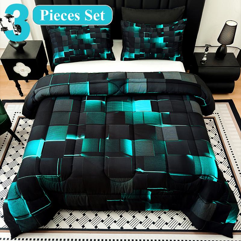 [Weekly Deals] Polyester Comforter Set - 4-Season Technology, 3/6/7-Piece Multi-Size Bedsheet Sets, Digital Printing, All-Year-Round Use, Avant-Garde Cyber Atmosphere Bedroom Decor, Summer Compatible, Vacuum-Sealed Pack, Sohochic