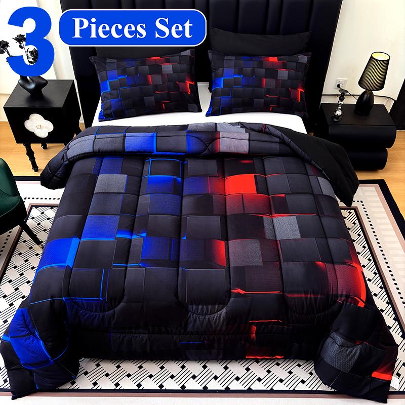 [Weekly Deals] Polyester Comforter Set - 4-Season Technology, 3/6/7-Piece Multi-Size Bedsheet Sets, Digital Printing, All-Year-Round Use, Avant-Garde Cyber Atmosphere Bedroom Decor, Summer Compatible, Vacuum-Sealed Pack, Sohochic