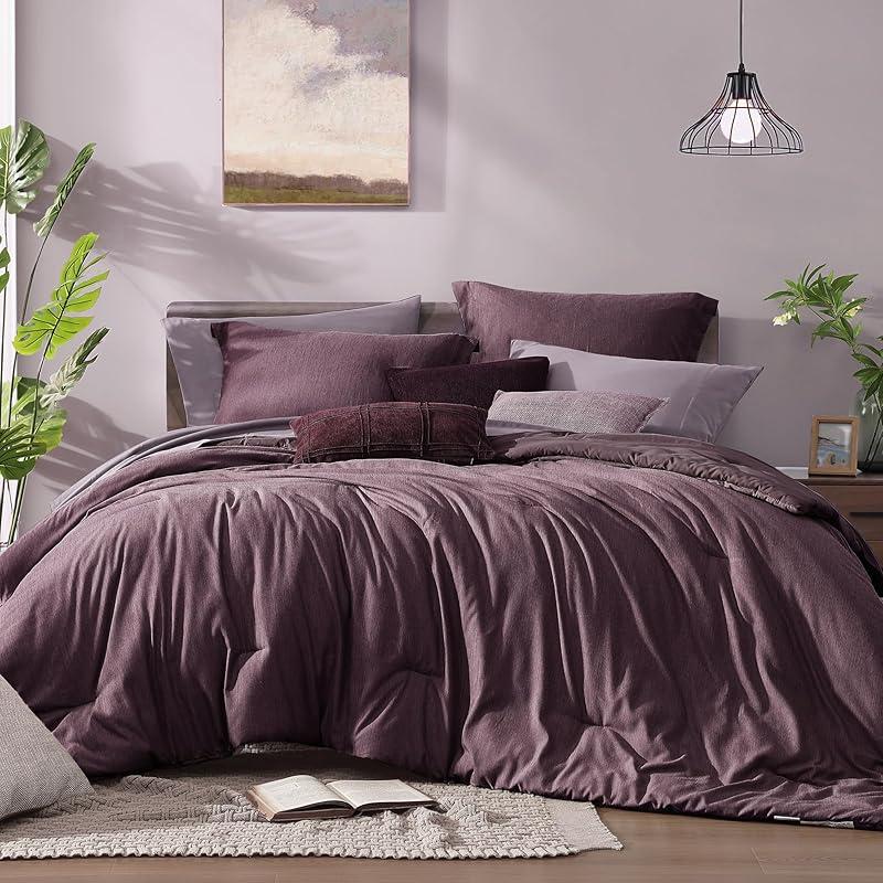 【FallPickDeals】Monbix Queen Size Bed Cover Set - 7-Piece Cationic Dyeing Microfiber Quilt Set with Double-Sided Pocket Storage, Soft Texture, Sheets, Pillowcases & Shams, Reversible Bedding