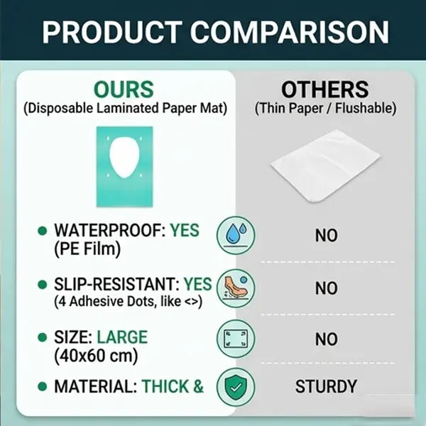 Disposable Waterproof Toilet Seat Covers - 100 Pcs Individual Wrap XL Universal Fit Portable Bathroom Accessory, Toilet Cover Set for Adults, Home & Public Sanitation Supplies