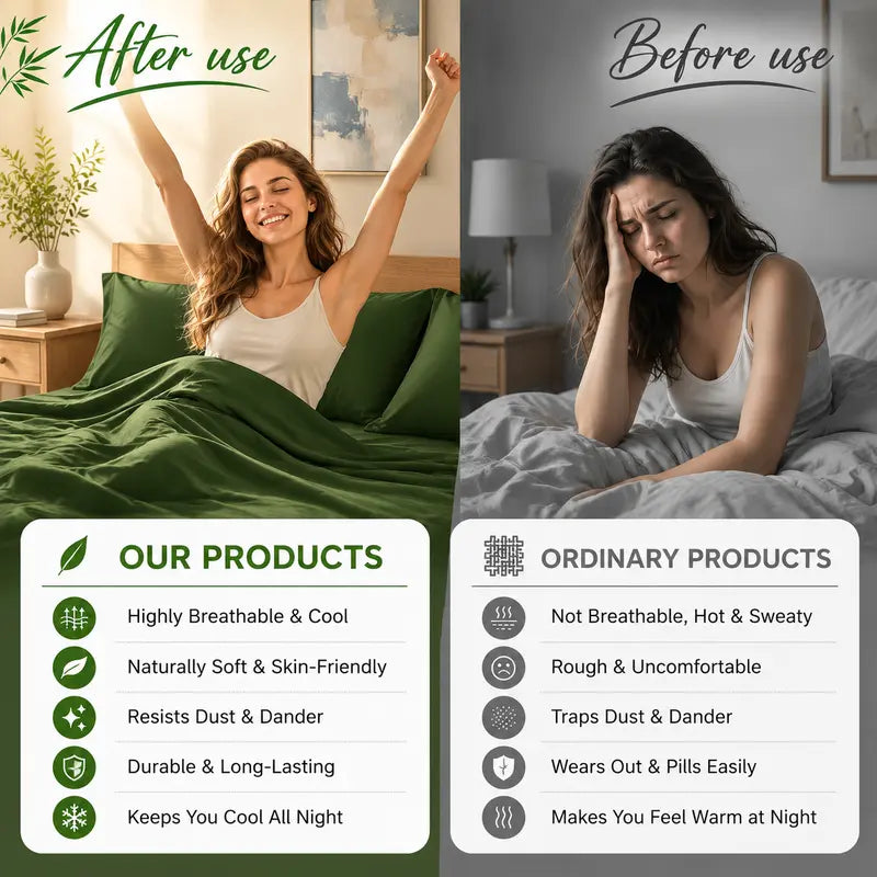 【FallPickDeals 】4/6pcs Extra Deep Pocket Sheets Bamboo Bed Sheet Set - kids & Pillowcase Set,Comfy Breathable Cooling Hotel Luxury Bedding for Women, Men and kids- Pockets, Ultra-Soft, Wrinkle Free,Twin/Full/Queen/King