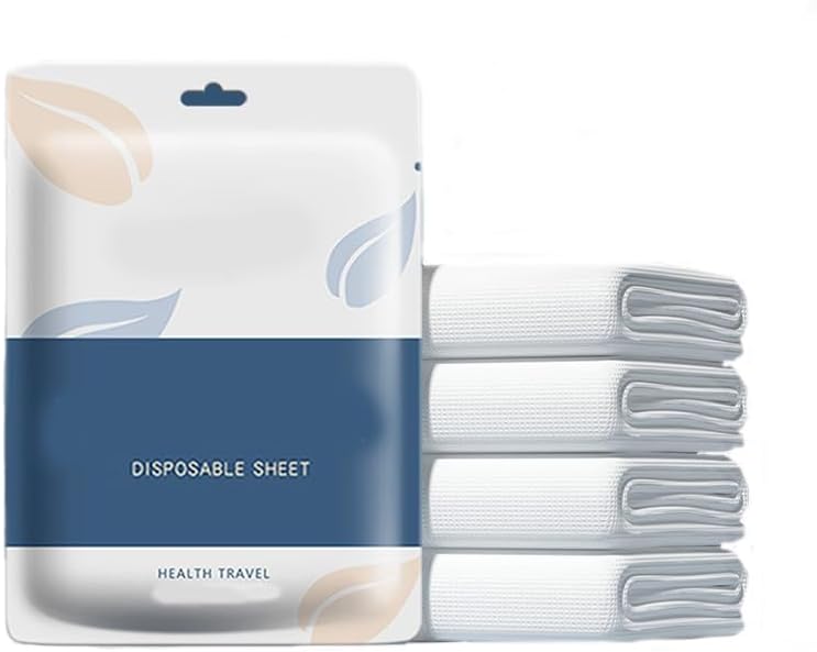 3Pcs/4Pc Disposable Sheets Set for Travel Disposable Fitted Sheet Bedding Cover Disposable Bed Sheet and Pillowcases (Single Set, Single XL)