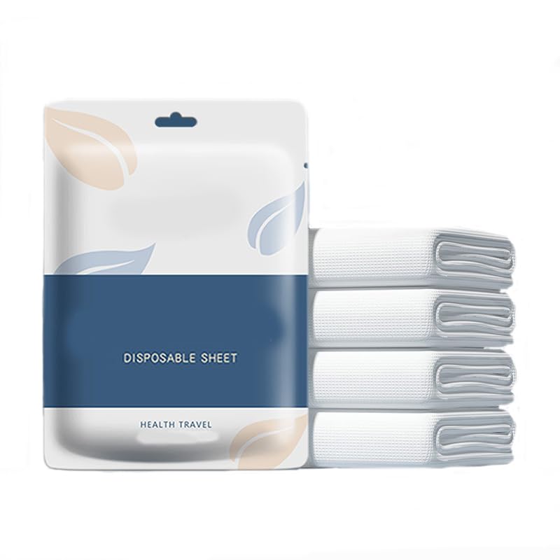 3Pcs/4Pc Disposable Sheets Set for Travel Disposable Fitted Sheet Bedding Cover Disposable Bed Sheet and Pillowcases (Single Set, Single XL)