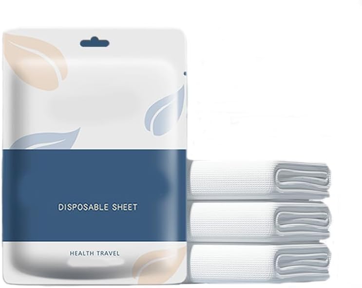 3Pcs/4Pc Disposable Sheets Set for Travel Disposable Fitted Sheet Bedding Cover Disposable Bed Sheet and Pillowcases (Single Set, Single XL)