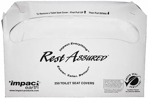 Rest Assured® Green Seal Toilet Seat Covers, 1/2 Fold, Rest Assured®®100% Recycled, Biodegradable, Eco-Friendly Disposable Protection, 1000 per Case