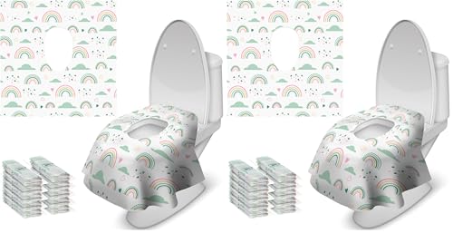 Blissful Diary 20 Pcs Toilet Seat Covers Disposable for Toddlers & Adults, Extra Large Waterproof, Portable Package for Travel, Kids Potty Training