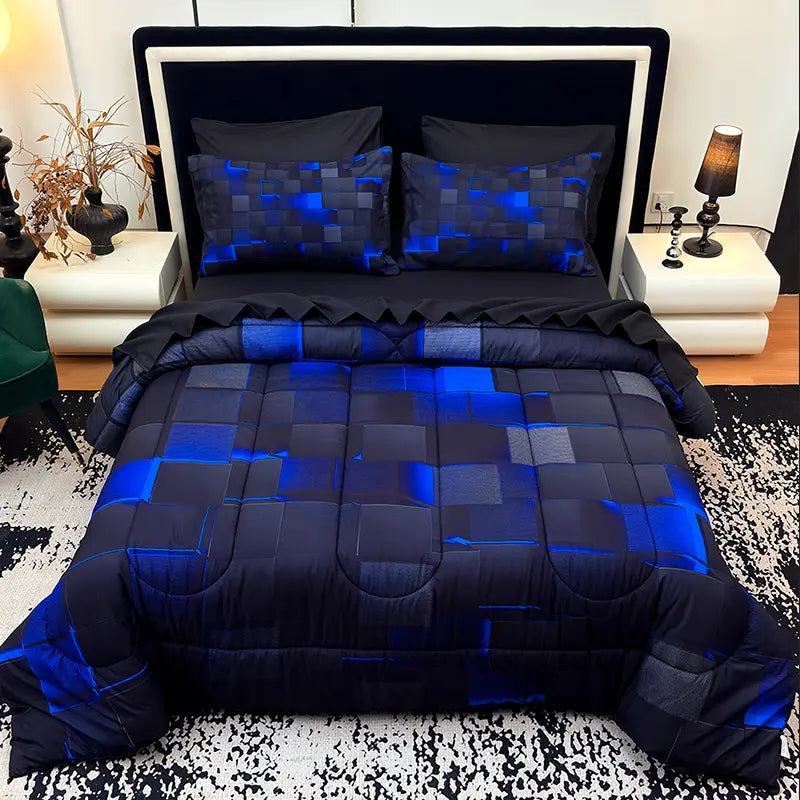 [Weekly Deals] Polyester Comforter Set - 4-Season Technology, 3/6/7-Piece Multi-Size Bedsheet Sets, Digital Printing, All-Year-Round Use, Avant-Garde Cyber Atmosphere Bedroom Decor, Summer Compatible, Vacuum-Sealed Pack, Sohochic