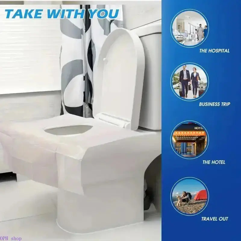Unisex Flushable Disposable Toilet Seat Covers - Practical Travel Water-Soluble Flushable Paper Waterproof Protector Liners, Multi-Pack (10/20/30/50/100-Pcs Sets) Large Bathroom Accessory for Road Trips, Campers, Easy Disposal, Hotels