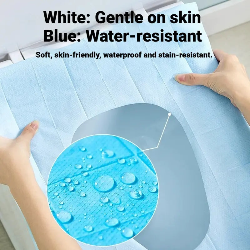 20 Pack Disposable Toilet Seat Covers, Individually Wrapped, XL Size with 4 Adhesive Dots, Waterproof Travel Toilet Cover for Hygiene & Germ Protection, Ideal for Home, Hotel, Business Trip & Public Restrooms