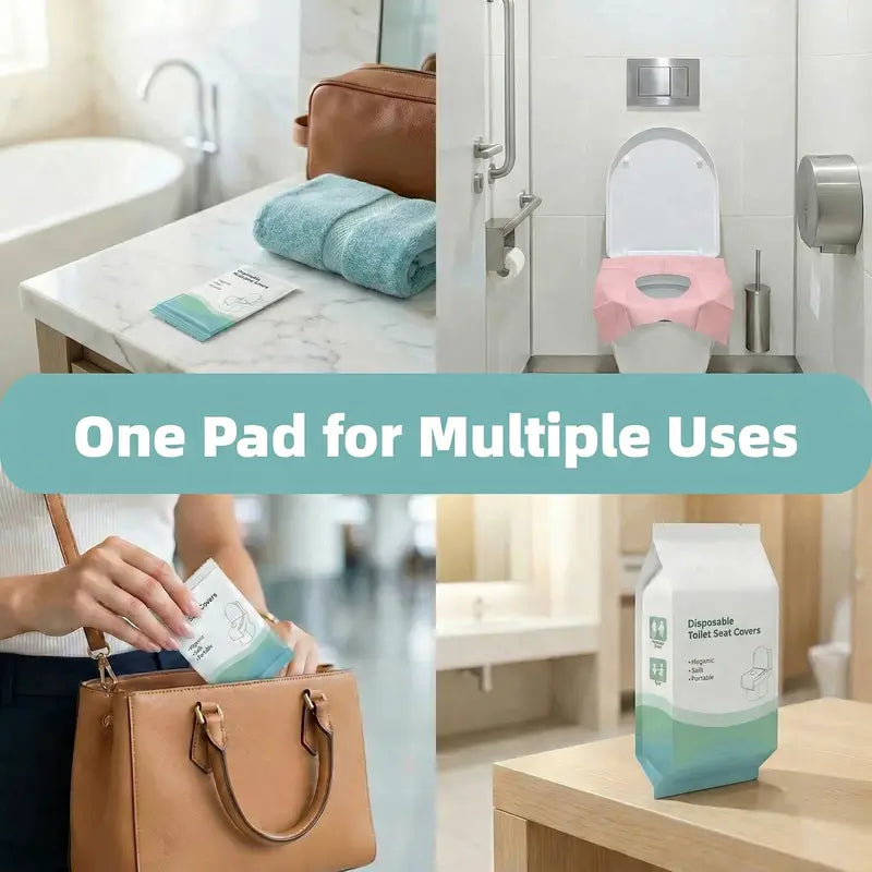 Premium Disposable Toilet Seat Covers, 16x24-in Toilet Accessories Cover, 50pcs Individually Wrapped Multi-Pack Box, Soft Wood Pulp with Waterproof Layer & Non-Slip, Full Coverage Rest Rooms Travel Essentials for Adults