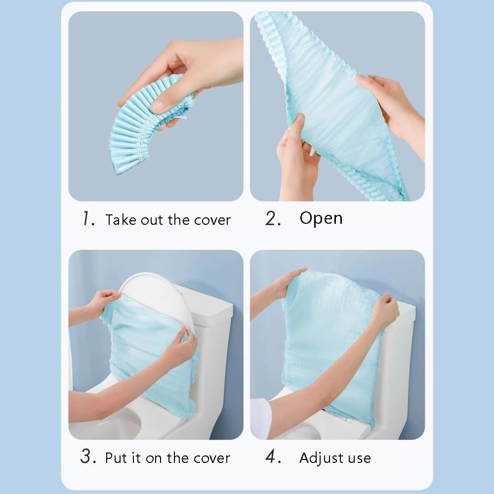Ouliget Disposable Toilet Lid Covers,Toilet Stain Isolation Complete Cover Suitable for All Toilets,Paper Liners for Restroom Bathroom Travel Camping,10 Pieces