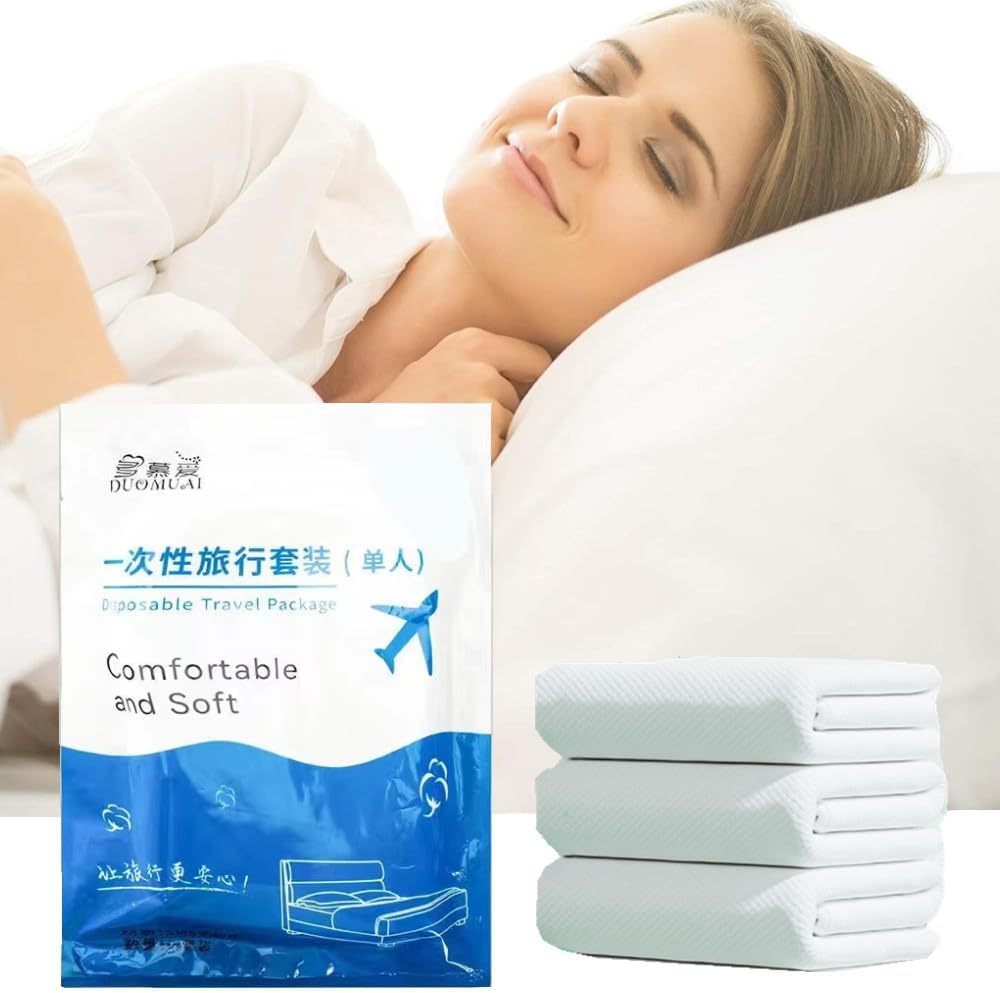 Disposable Bed Sheets Twin XL Size, Disposable Travel Sheets for Hotel with Quilt Cover and Pillowcase, Disposable Bedding Travel Bedding Disposable Sheets, No Need Wash Bed Sheets