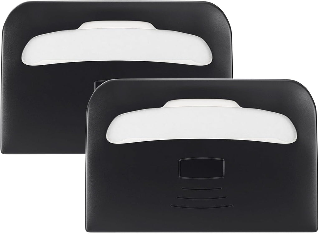 Commercial Toilet Seat Cover Dispenser Wall Mount (2-Pack), Black Half-Fold Toilet Seat Cover Holder for Bathroom/Restroom