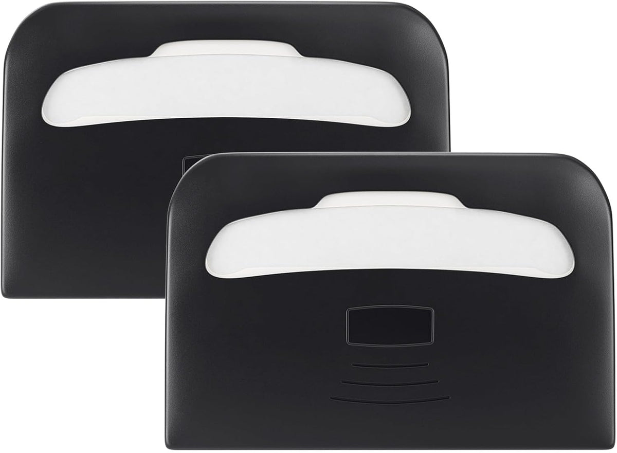 Commercial Toilet Seat Cover Dispenser Wall Mount (2-Pack), Black Half-Fold Toilet Seat Cover Holder for Bathroom/Restroom