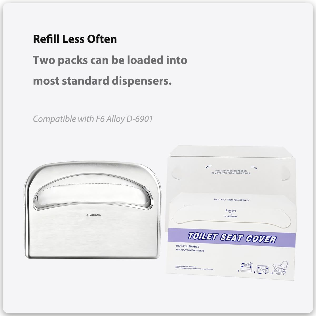 Flushable Toilet Seat Covers Half-Fold, modunful F6 Refills R6425