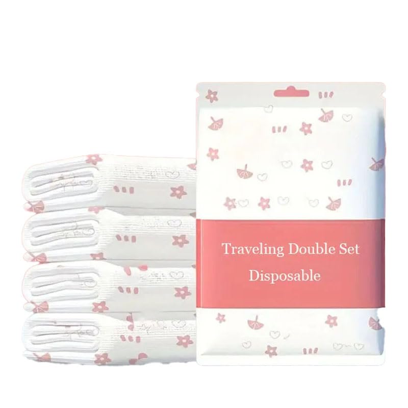 Disposable Bed Sheet Set, Duvet Cover Pillowcase Quilt Cover for Single or Double Bed Easy to Clean (White, Bed Sheet Set(3pcs))