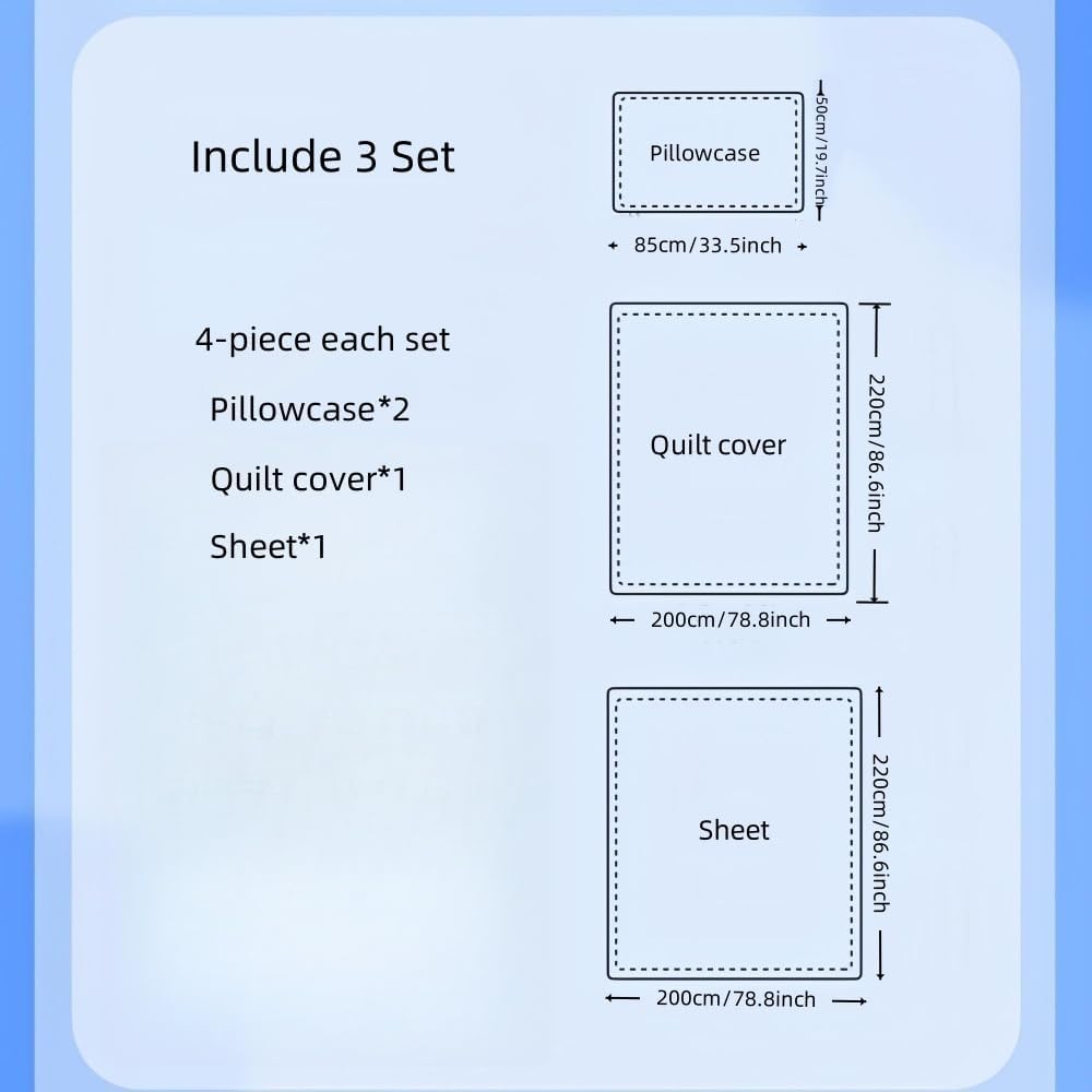 3 Set Disposable King Size Bedding with Bed Sheet, Duvet Cover, Pillowcases