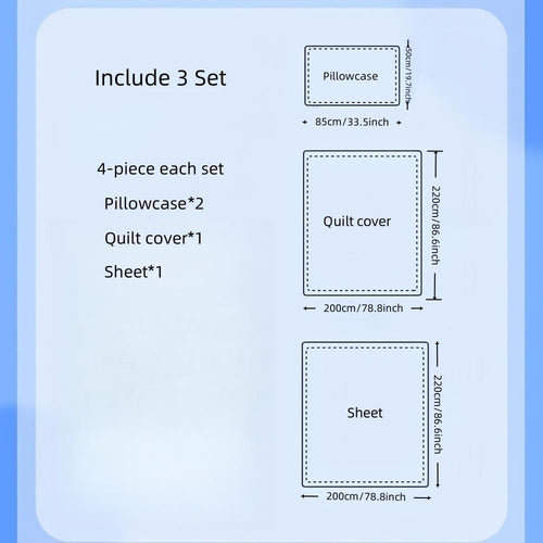 3 Set Disposable King Size Bedding with Bed Sheet, Duvet Cover, Pillowcases