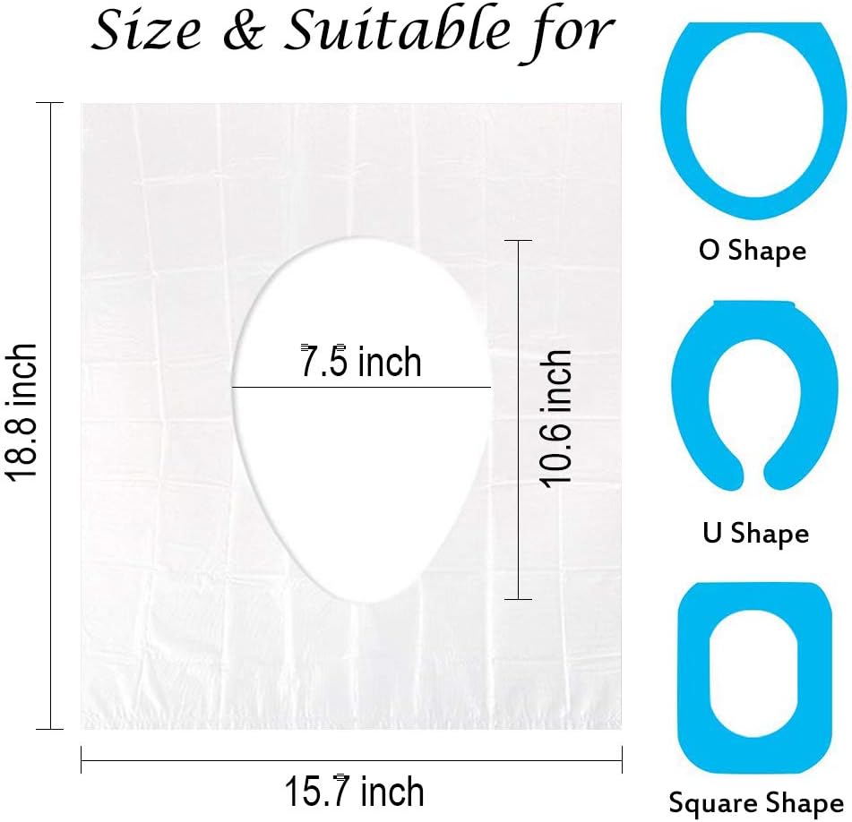 50 Pack Disposable Plastic Toilet Seat Covers for Travel, Adults, Kids