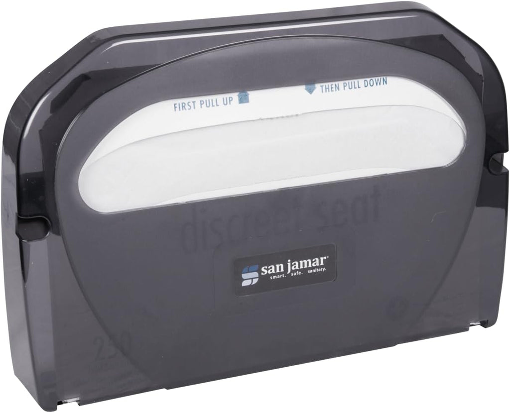 San Jamar Plastic Toilet Seat Cover Dispenser Wall Mount – Standard Toilet Seat Cover Holder, Durable Plastic, 16.5 x 12in, Pearl Black