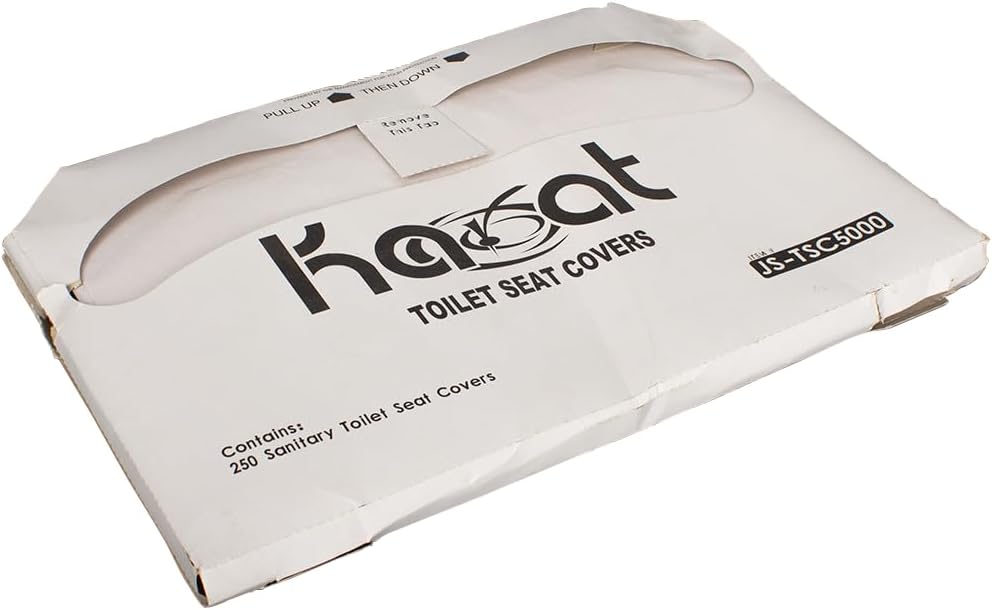 Karat Disposable Toilet Seat Covers – 5000 Sheets of Recycled Paper, Compatible with Half-Fold Dispensers for Commercial Bathroom Hygiene