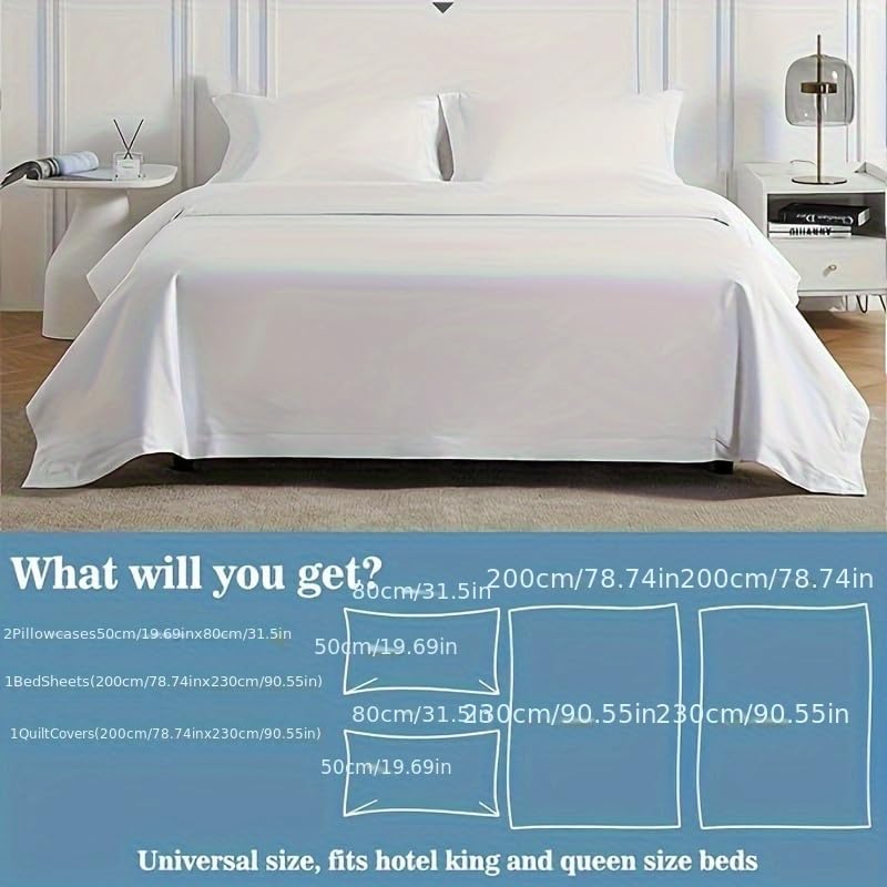2pcs 1 Set Travel Disposable Bedding Set Breathable Non Woven Flat Sheet Duvet Cover & 2 Pillowcases White for Hotel Travel, 2pcs