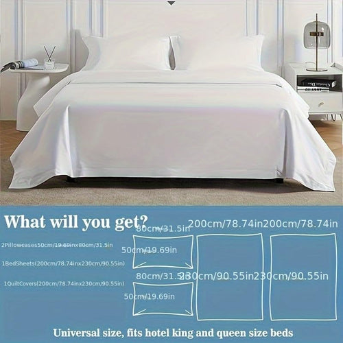 2pcs 1 Set Travel Disposable Bedding Set Breathable Non Woven Flat Sheet Duvet Cover & 2 Pillowcases White for Hotel Travel, 2pcs