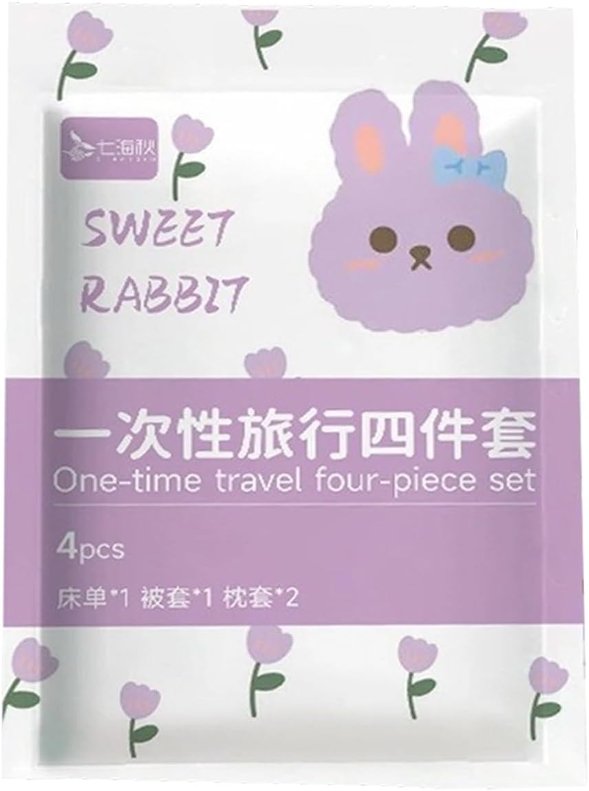 Disposable Sheet Set for Travel, 4-piec Bedding for Couple Purple