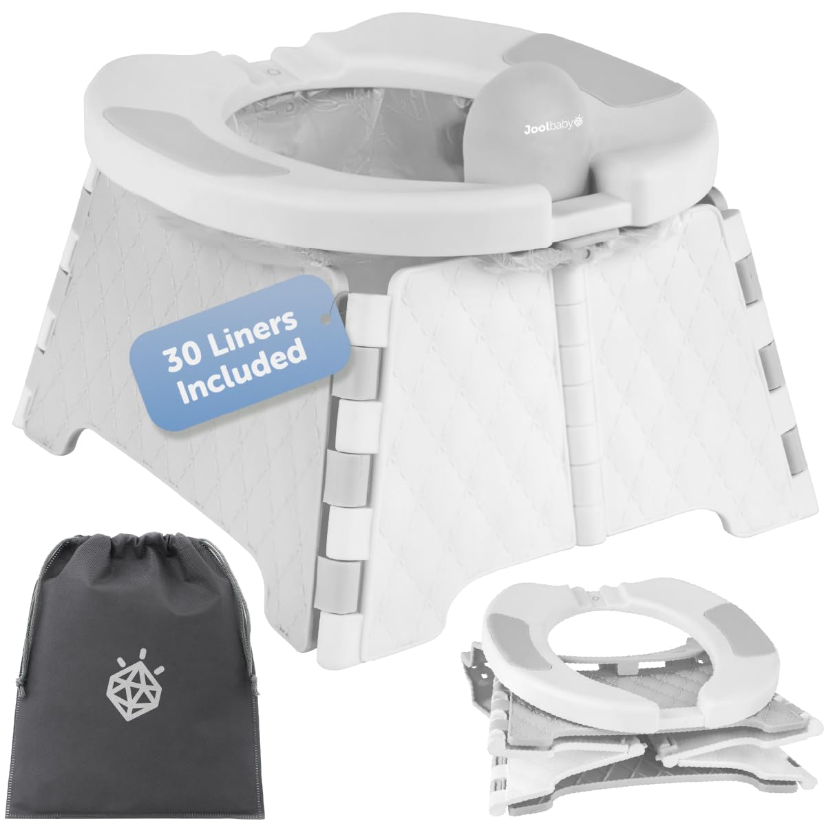 Jool Baby Portable Potty Training Chair with Travel Bag and 30 Liners, Foldable, Indoor/Outdoor Use, Camping (Aqua)