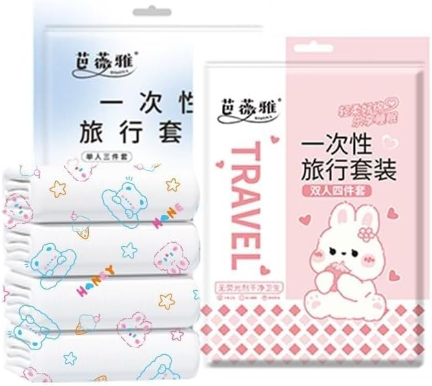 Disposable Bedding, Including (one Sheet, one Duvet Cover, and Two Pillowcases), Portable and Suitable for Hotels, Travel, and Hospitals.