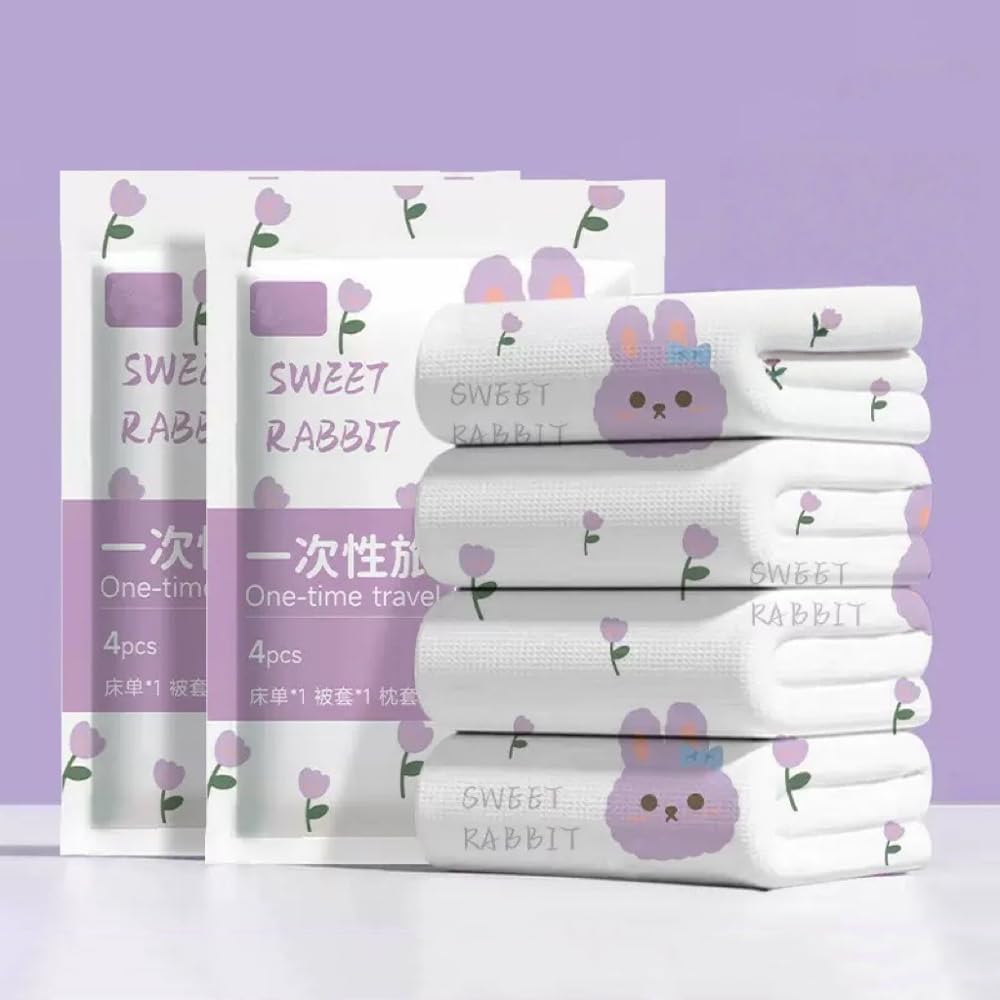 E I F E R Disposable Bed Sheets Fitted Sheet Set, 4 PCS