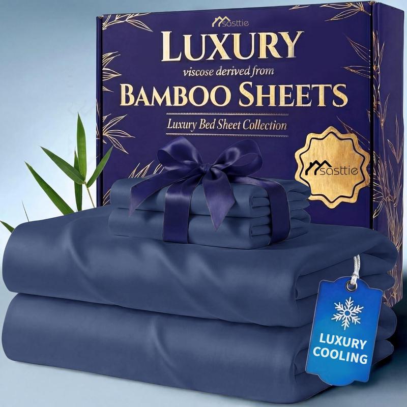 【FallPickDeals 】4/6pcs Extra Deep Pocket Sheets Bamboo Bed Sheet Set - kids & Pillowcase Set,Comfy Breathable Cooling Hotel Luxury Bedding for Women, Men and kids- Pockets, Ultra-Soft, Wrinkle Free,Twin/Full/Queen/King