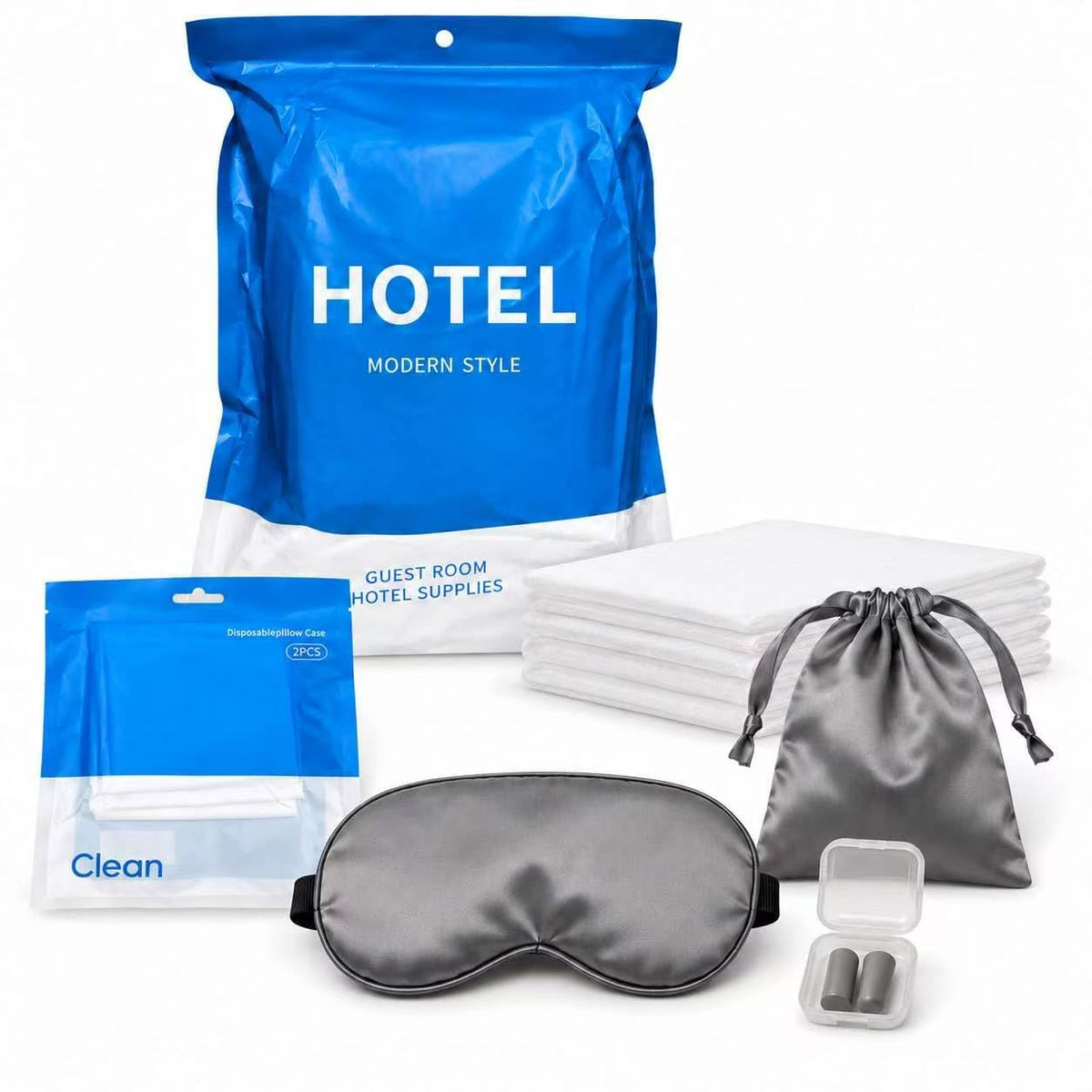 14-Piece Disposable Travel Bedding Set with Sleep Accessories for Two