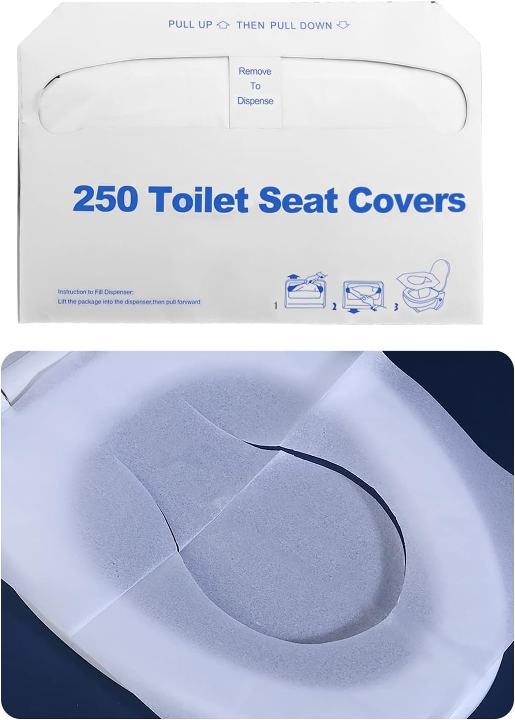 Toilet Seat Covers Disposable, 250 Pcs Flushable Disposable Toilet Seat Covers, Half-Fold Paper Toilet Liners for Travel, Airplane, Public Restrooms, Road Trips, Camping, Potty Training