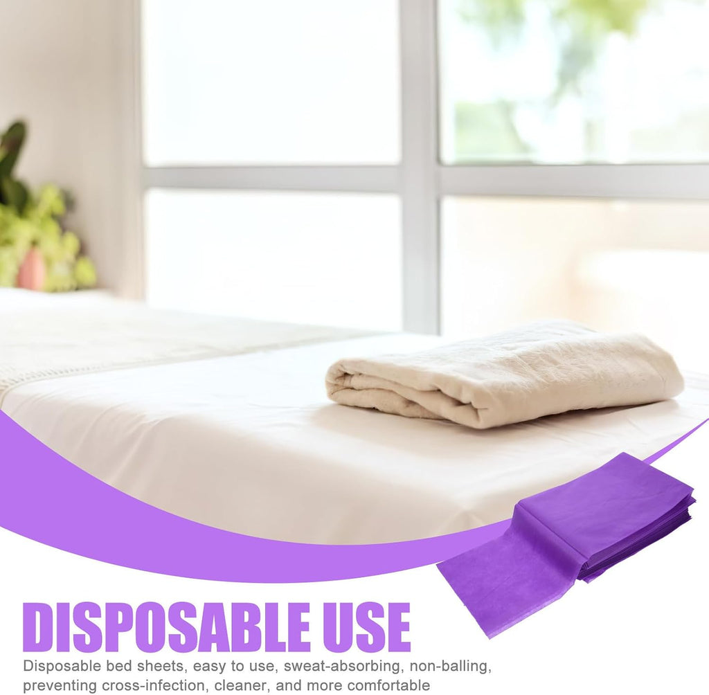 10pcs Disposable Nonwoven Massage Bed Sheets, Purple Portable Covers