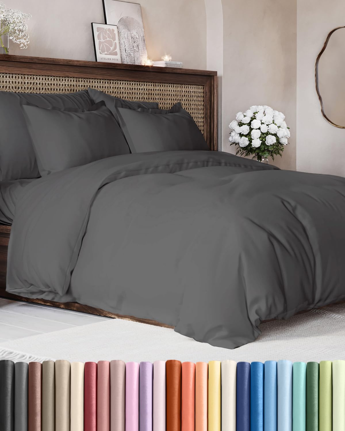 Duvet Cover King Size - Extra Soft 3 Piece with Zipper Closure - White