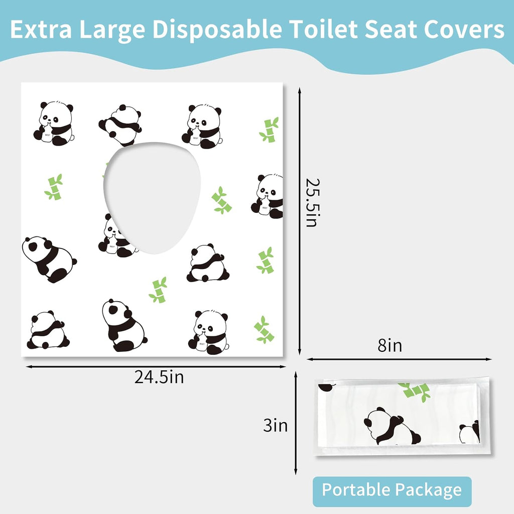 20 Pack Toilet Seat Covers Disposable, Waterproof, Ideal for Kids and Adults, Extra Large, Individually Wrapped, Toddlers Potty Training in Public Restrooms, Airplane, Trip - Panda Designs