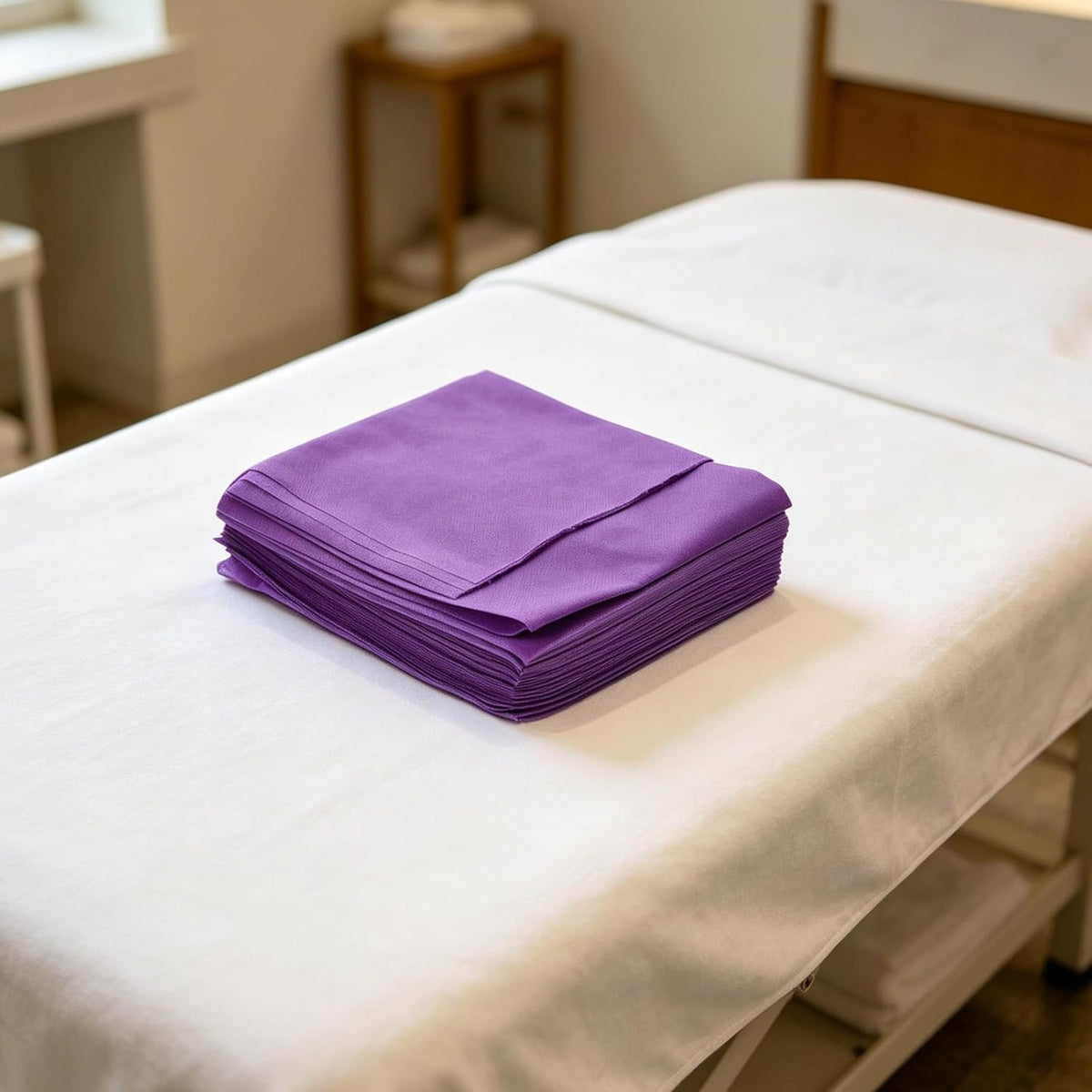 10pcs Disposable Nonwoven Massage Bed Sheets, Purple Portable Covers
