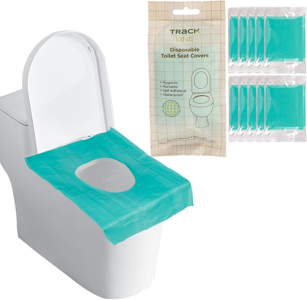 Disposable Toilet Seat Covers with Adhesive Strips – 10 Pack for Travel, Airports, Hospitals, Kids & Public Restrooms